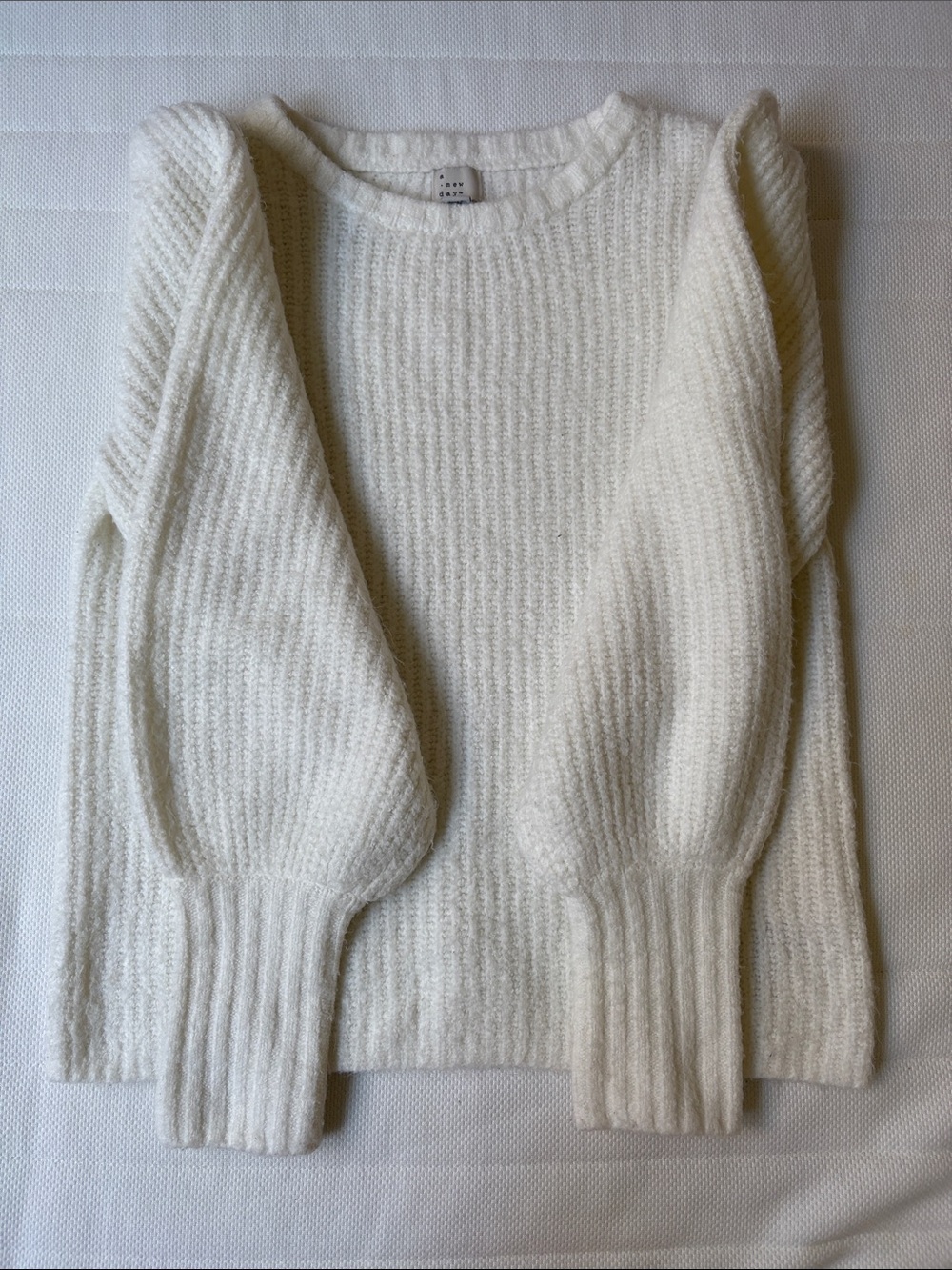 A New Day Cream Ribbed Crewneck Sweater